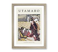 Pleasure Parties By Kitagawa Utamaro Exhibition Museum Asian Japanese Framed Print | A2 Oak Framed Wall Art | Ready to Hang | Asian Nature Picture | Living Room Bedroom Lounge Office