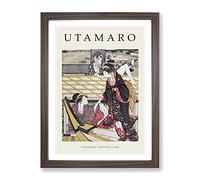 Pleasure Parties By Kitagawa Utamaro Exhibition Museum Asian Japanese Framed Print | A3 Walnut Framed Wall Art | Ready to Hang | Asian Nature Picture | Living Room Bedroom Lounge Office