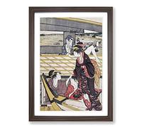 Pleasure Parties by Kitagawa Utamaro Framed Print | A2 Walnut Framed Wall Art | Ready to Hang | Modern Nature Picture | Living Room Bedroom Lounge Office