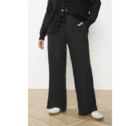 Yours Curve Pleat Front Linen Trousers - Women's - Plus Size Curve Black