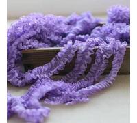 Pleat Lace Trim Ruffled Crumple Chiffon Pleated Fabric Ribbon Cuff Collar Dress, Clothing Sewing Material-Light purple-2yards