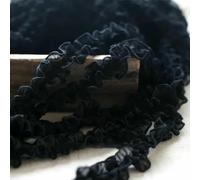 Pleat Lace Trim Ruffled Crumple Chiffon Pleated Fabric Ribbon Cuff Collar Dress, Clothing Sewing Material-Black-2yards