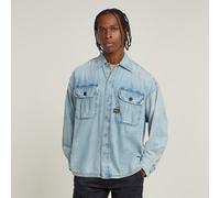 Pleated 2-Pocket Boxy Shirt - Light blue - Men S