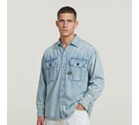 Pleated 2-Pocket Boxy Shirt - Light blue - Men XS