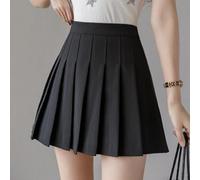 Pleated A-Line Skirt for Women Featuring High Waist Design Polyester Fabric Regular Length Ideal for Four Seasons Daily Outings and Social Events (M Black)