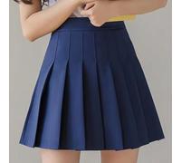 Pleated A-Line Skirt for Women Featuring High Waist Design Polyester Fabric Regular Length Ideal for Four Seasons Daily Outings and Social Events (M Blue)