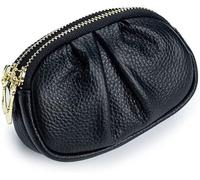 Pleated Bag Women Coin Purse Double Zipper Change Wallets Women Housekeeper Card (Color : C, Size : 13 * 9.5 * 8cm)