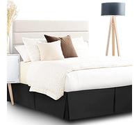 Pleated Bed Skirt, Easy Fit Bed Skirt, 14? Inch Drop Bed Skirt, Soft Double Brushed Premium Microfiber Ruffle Bed Skirt, Bedskirt with Split Corners (Black,Single)