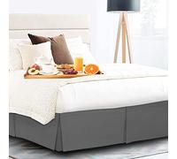 Pleated Bed Skirt, Easy Fit Bed Skirt, 14? Inch Drop Bed Skirt, Soft Double Brushed Premium Microfiber Ruffle Bed Skirt, Bedskirt with Split Corners (Dark Gray,Double)