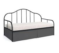 Pleated Bed Skirt for Daybeds - Dark Grey Twin Daybed Skirt 14 Inch Drop - 100% Microfiber - Bed Skirt for Twin Size Daybed - Split Corner with Three Side Coverage (Twin-14 Drop, Dark Grey)