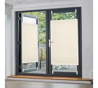 Pleated Blind 115 x 105 cm Light Filtering, Blackout Thermal Privacy Protection No Drill Temporary Blinds No Drill Instant Temporary for Windows Patio Kitchen, Beige