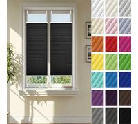 Pleated Blind 60 x 160 cm Light Filtering, Blackout Thermal Privacy Protection Thermal Blackout Blinds No Drilling No Drill Instant Temporary for Patio Bathroom Bedroom, Black