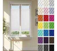 Pleated Blind 90 x 100 cm Light Filtering, Blackout Thermal Privacy Protection Thermal Blackout Blinds No Drilling No Drill Instant Temporary for Patio Bathroom Bedroom, White