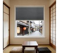 Pleated Blind 90 x 296 cm Blackout, Easy to Fit, Self Adhesive, No Drill, with Clips, Thermal, Privacy Protection Pleated Window Curtain for Windows, Doors, Terraces, Grey