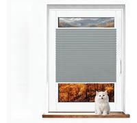 Pleated Blind Temporary Blinds for Windows 65 x 220 cm Light Filtering Privacy Protection, Quick Fix No Drill Blinds Self Adhesive No Drill for Windows Doors, Light Grey