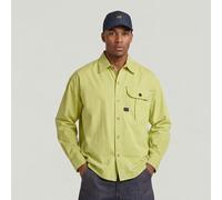 Pleated Boxy Shirt Long Sleeve - Green - Men S