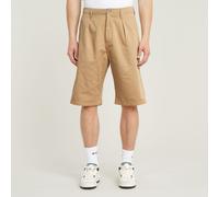 Pleated Chino Shorts - Brown - Men 34