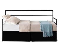 Pleated Daybed Skirt with Split Corners Twin Size - 14 Inch Tailored Drop Easy Fit - Pleated Daybed Dust Ruffle - 100% Microfiber Soft, Wrinkle-Free Daybed Bedskirt (Black, Twin-14 Drop)