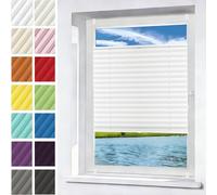 Pleated Fabric Blind Blinds for Windows 30 x 220 cm Light Filtering Privacy Protection, Quick Fix Easy Fit Blinds Temporary Pleated for Windows for Doors, White