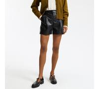 Pleated Faux Leather Shorts Black
