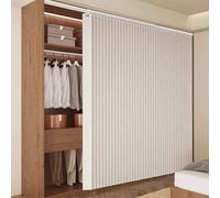 Pleated Folding Door Curtain with Magnetic Closure Telescopic Rod Room Darkening Privacy Curtains for Closet & Home 200x180cm (02)