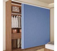 Pleated Folding Door Curtain with Telescopic Rod Magnetic Closure Room Darkening Privacy Curtains for Home Closet & Sliding Doors (W 180*H 180cm)