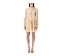 Pleated Georgette Dress with Embellished Collar - female - Self Portrait - Party Dresses - Beige - S - Dresses S