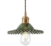 Pleated Glass Hanging Lamp Lampshade, E27 Pedestal Ceiling Pendant Light, Modern Industrial Style Chandelier Restaurant Bar Decoration Light Fixtures,Hallway Living Room Light Fixture