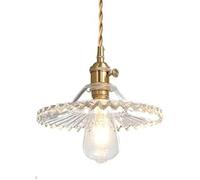 Pleated Glass Hanging Lamp Lampshade, E27 Pedestal Ceiling Pendant Light, Modern Industrial Style Chandelier Restaurant Bar Decoration Light Fixtures,Hallway Living Room Light Fixture