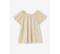 Pleated Lamé Occasion Wear Blouse with Butterfly Sleeves for Girls gold