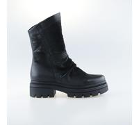Pleated Leather Ankle Boots Black