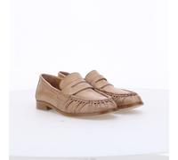 Pleated Leather Loafers Café Latte