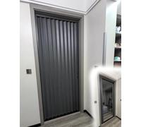 Pleated Metal Accordion Door with Lock, Privacy Roll Up Screen Panel for Laundry, Pantry, Bathroom, Pet Proof Room Divider