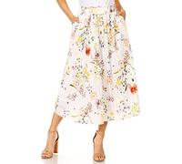 Pleated Midi Skirts for Women with Pockets, Elastic High Waisted Skirt Reg & Plus Size Womens Summer Skirts Trendy 2023, Tropical Floral, 3XL