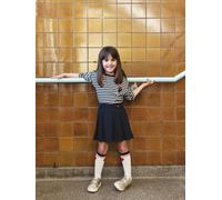 Pleated Piqué Knit Skirt for Girls navy blue