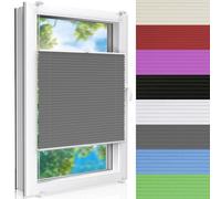 Pleated Shades 120x170 cm, No Drill Window & Door Blinds, Translucent Fabric Solar Protection, Complete Mounting Kit Included, Grey Color