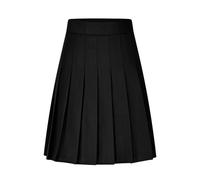 Pleated Skirt Knee Length Mini Skirt with Modesty Shorts Ladies Plain Flared Skater Skirts Plus Size Girls High Waist Black School Uniform Casual A-Line Dinner Dancing Tennis School Skirts 48cm XL