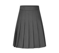 Pleated Skirt Knee Length Mini Skirt with Modesty Shorts Ladies Plain Flared Skater Skirts Plus Size Girls High Waist Black School Uniform Casual A-Line Dinner Dancing Tennis School Skirts 48cm XXL