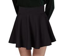 Pleated Skirt Women's Basic Versatile Stretchy Informal Casual Mini High Waist A-line Tennis Skirt Dance Skirt, black, M