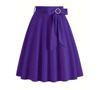 Pleated Skirts for Women - 1950S, Midi, Vintage, A Line, Swing, High Waisted, Bow Tie, Knee Length, Flared, Work, Cocktail, Party Skirt
