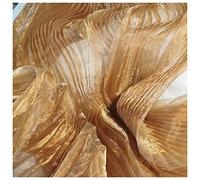 Pleated Tulle Fabric Magic Color Laser Plisse Fabric Accordion Crimping Wrinkle Sewing Material for Dress 150cm 59" Width M102F1 (Gold Coffee)