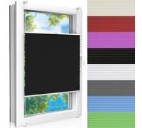 Pleated Window Shade 60 x 170 cm, Black - Sun & Light Protection, No Drill Installation, Quick & Easy Setup for Bedroom, Stylish Pleated Design