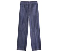 Pleats Please Issey Miyake Women's Denim Pleated Trousers Blue