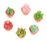 Pleayietoopiatiey 6pcs Mini Artificial Succulent Plants Cute Resin Cactus with Special Can Pot