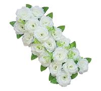 Pleayietoopiatiey Arch Rose Flower Panel Table Runner Bouquet for Wedding White, 50 x 20 cm