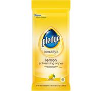 Pledge Beautifying Lemon Scent Multi-Surface Wood, Leather Wipes [24 Wipes]