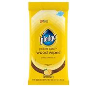 Pledge Expert Care Wood Wipes, Works on Wood, Granite, and Leather, Cleans and Protects Lemon, 24 Wipes