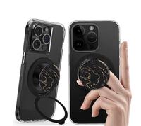 Plehood Magnetic Phone Ring Grip，Ultra Thin Phone Kickstand with Finger Loop Strap, Lightweight Phone Ring Holder for Mag Safe iPhone 16/15/14/13/12 Series (Black)