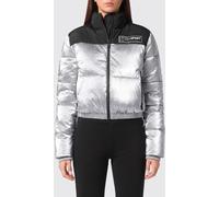 Plein Sport Bicolour Quilted Nylon Short Puffer Jacket with High Collar - Size: XL - female