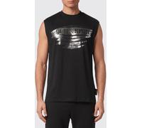 Plein Sport Cotton Crew Neck Tank Top with Contrast Laminated Logo - Size: 4XL - male